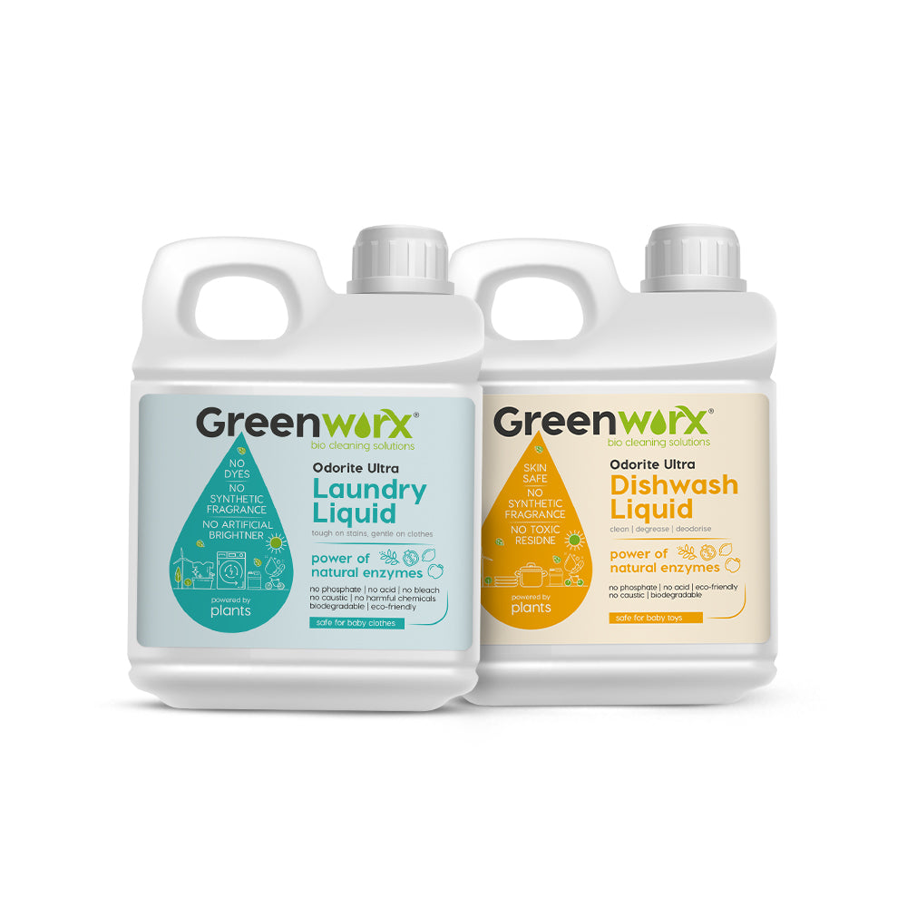 Greenworx Laundry Liquid +Dishwash Liquid Combo - (5 Ltr * 2 Pack)